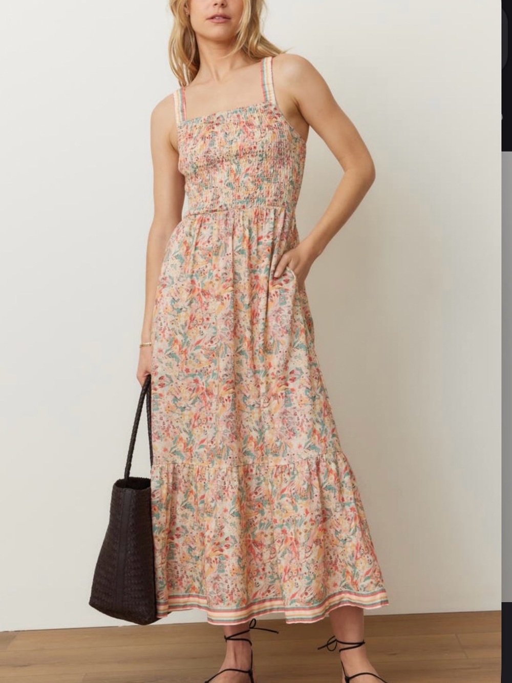 Marine Layer Selene Smocked Floral Maxi Dress